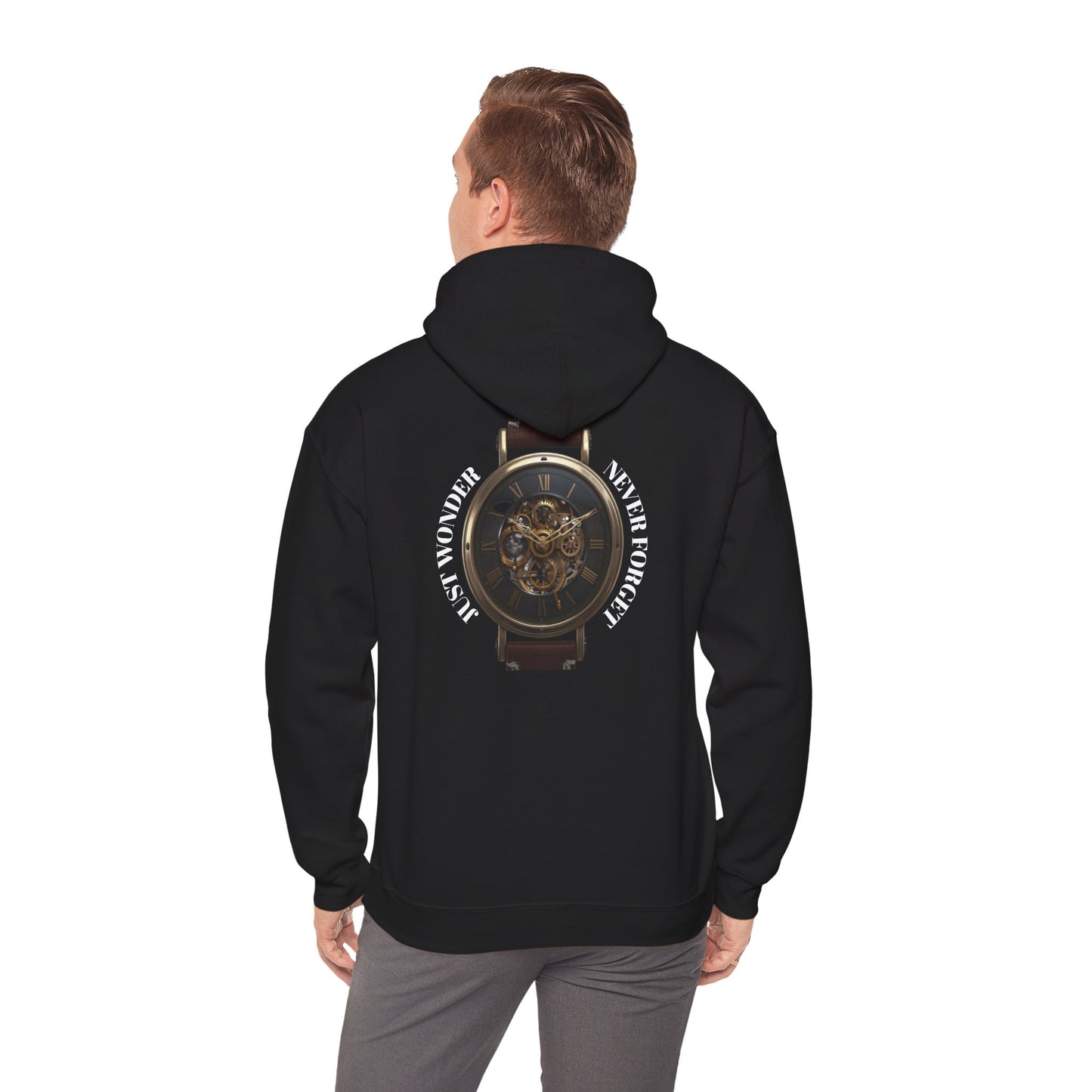 JW TOP CLOTHING SINGELE: Pocket Watch Graphic Hoodie — Vintage Steampunk Timepiece Back Print