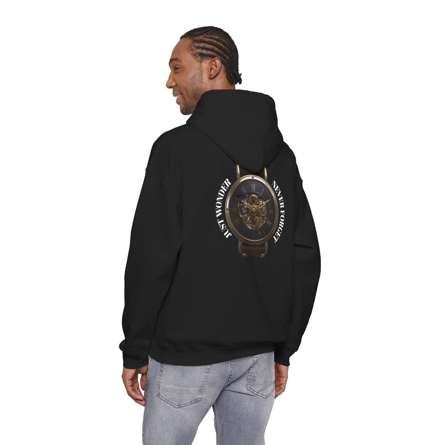 JW TOP CLOTHING SINGELE: Pocket Watch Graphic Hoodie — Vintage Steampunk Timepiece Back Print